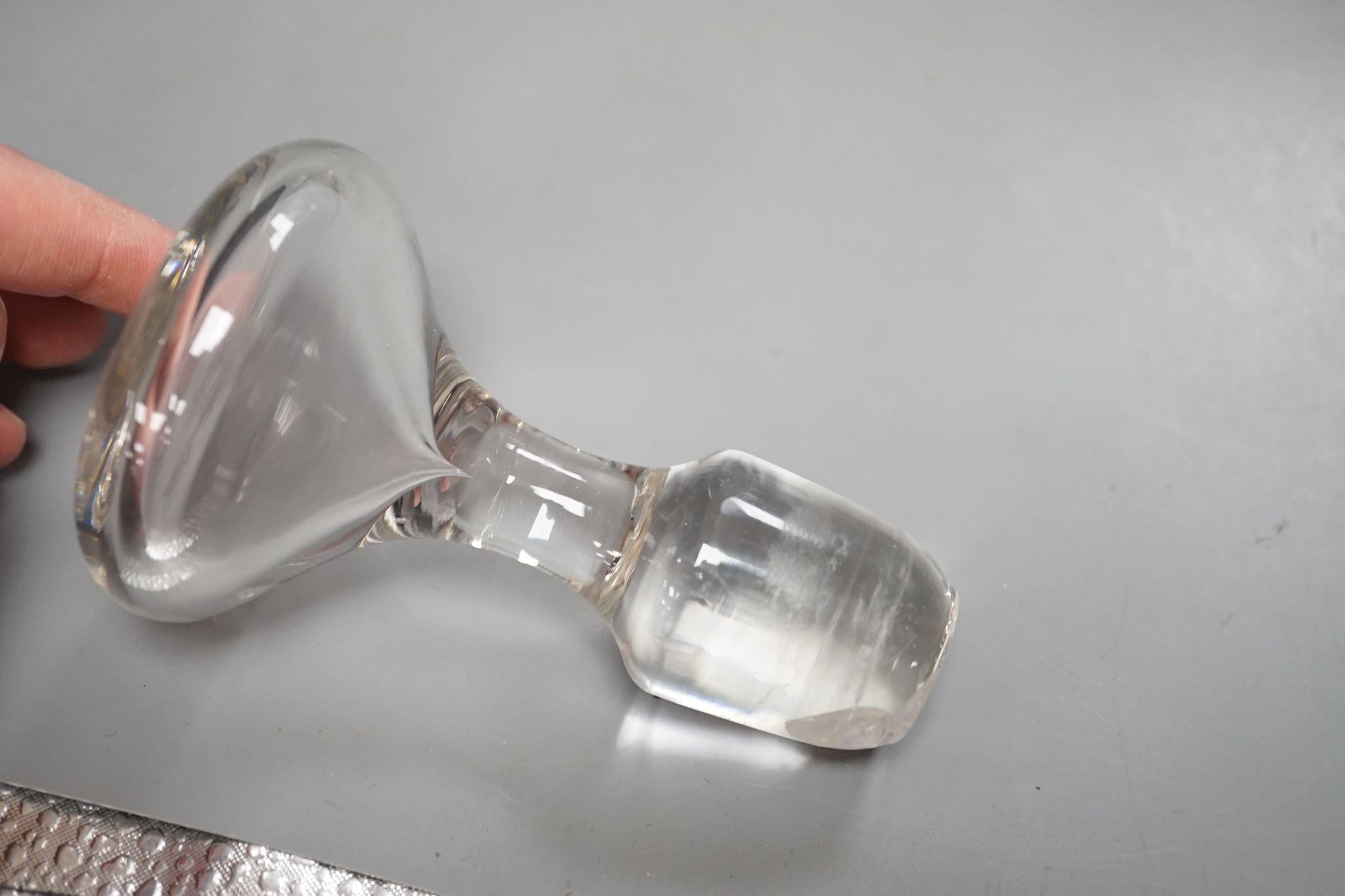 Two Normandy glass cider carafes, tallest 38cm